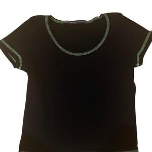 Brandy Melville Black Tee with Green Accents
